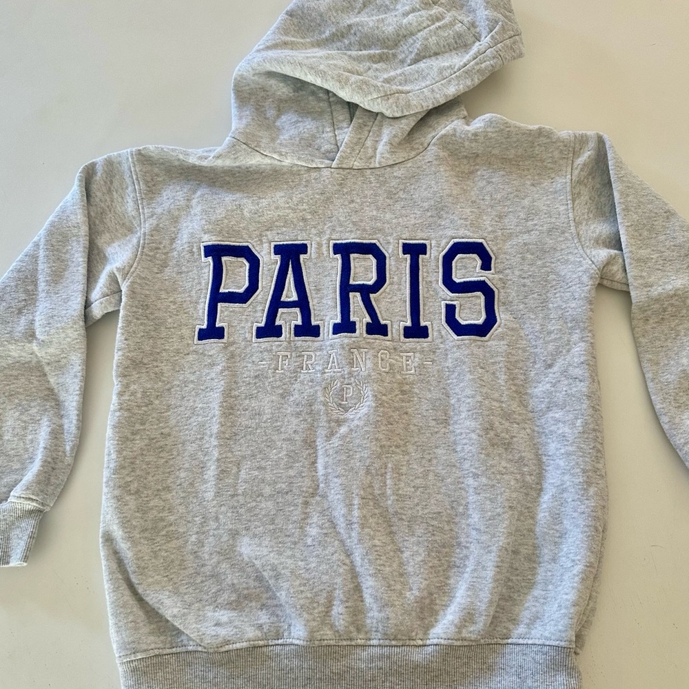 H&M Gray Kids Hoodie with Blue Paris Print